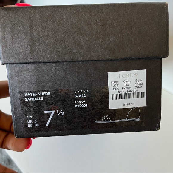 J Crew Hayes Suede Sandal Black size 7.5 - Picture 3 of 4